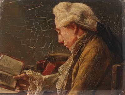 Lot 103 - Oil on panel Man Reading J.C. Neervoort 19th century