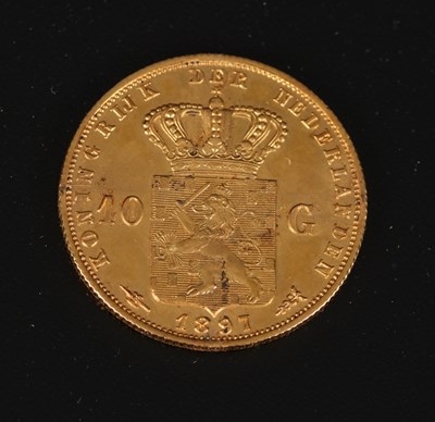 Lot 11 - Gouden Wilhelmina 10 Gulden, 1897.