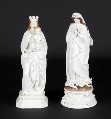 Lot 1111 - 2 Porcelain statues of Mary circa 1850