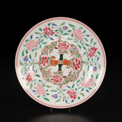 Lot 1114 - A Large 18th Century Chinese Famille Rose 'Erxian Twin' Plate