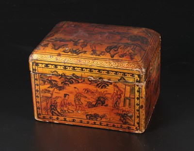 Lot 1183 - Chinese wood carved lacquered tea box