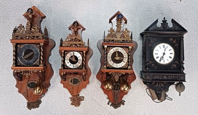 Lot 1254 - Lot with 4 wall clocks 19 th century