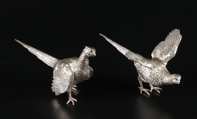 Lot 96 - A Pair of Modern Cast Silver Pheasant Table Decorations