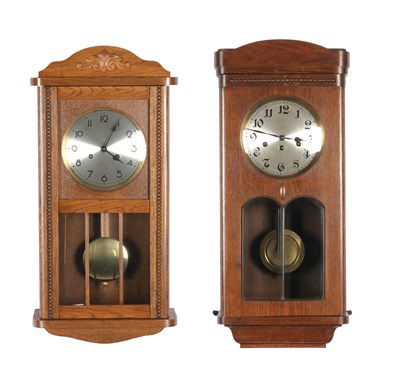 Lot 1255 - 2 Antique wooden clocks "Bim Bam clock" 1920