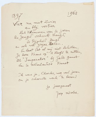 Lot 26 - Charles Eyck (1897 - 1983) - 2 Handschriften en 1 gesigneerde Foto