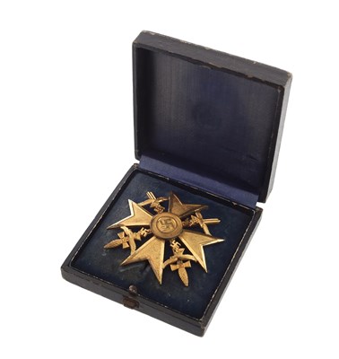 Lot 176 - GOLD THIRD REICH SPANISH CROSS WITH SWORDS – L/13 PAUL MEYBAUER, BERLIN