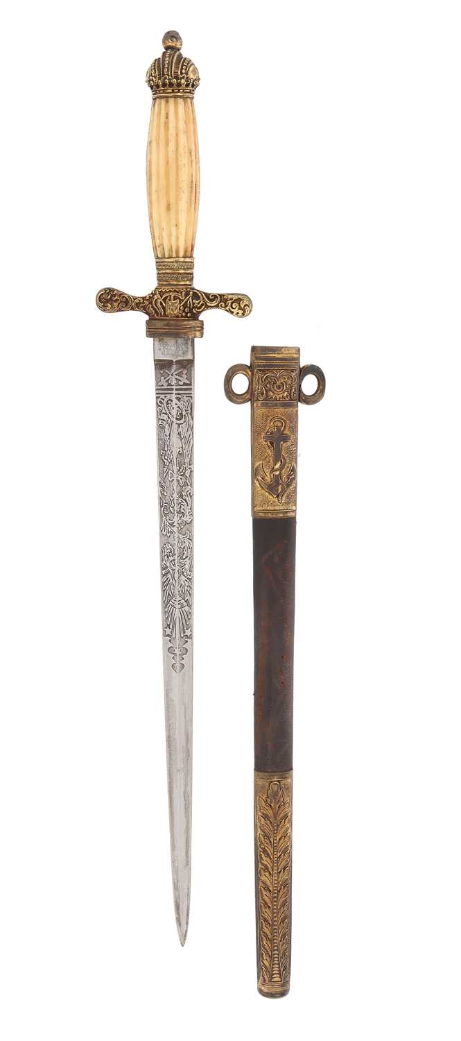 Lot 129 - RARE AUSTRO-HUNGARIAN NAVAL OFFICER'S DAGGER, M1849