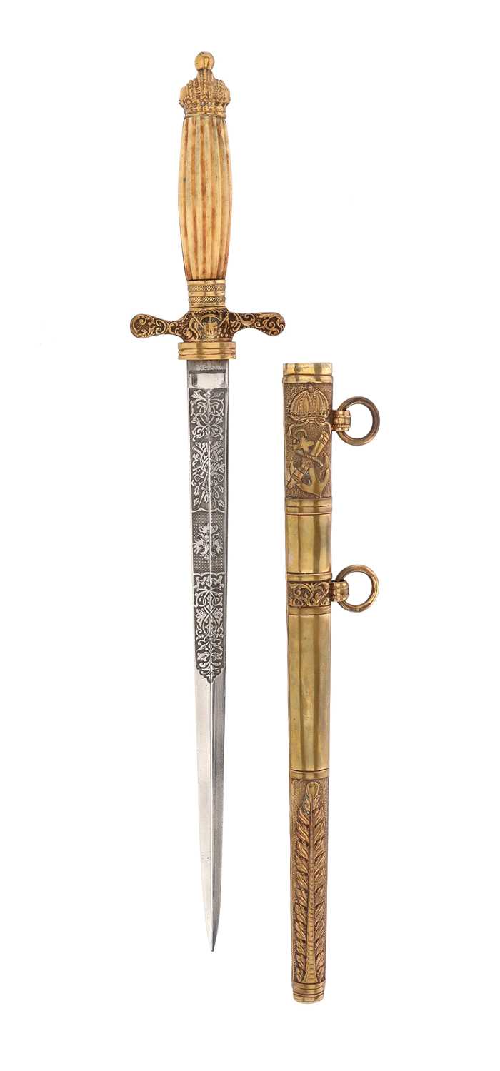 Lot 130 - RARE AUSTRO-HUNGARIAN NAVAL OFFICER'S DAGGER, M1849